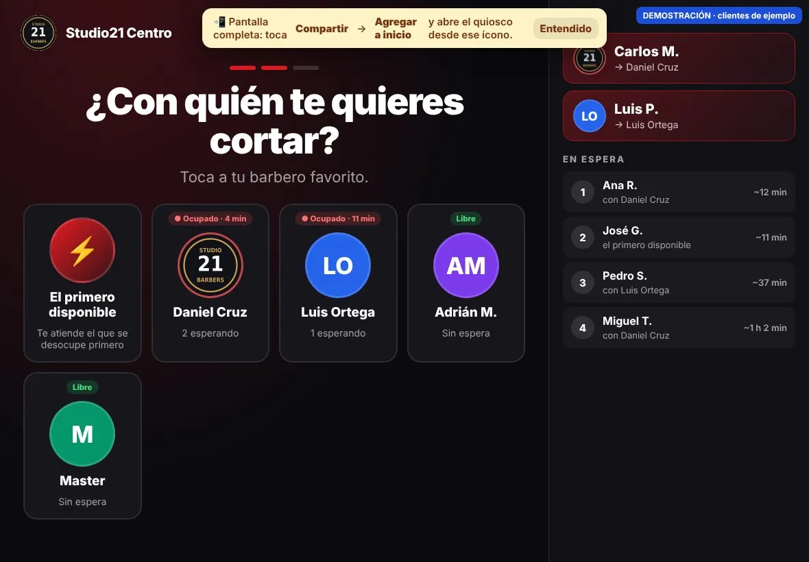 iPad de la entrada para anotarse en la fila